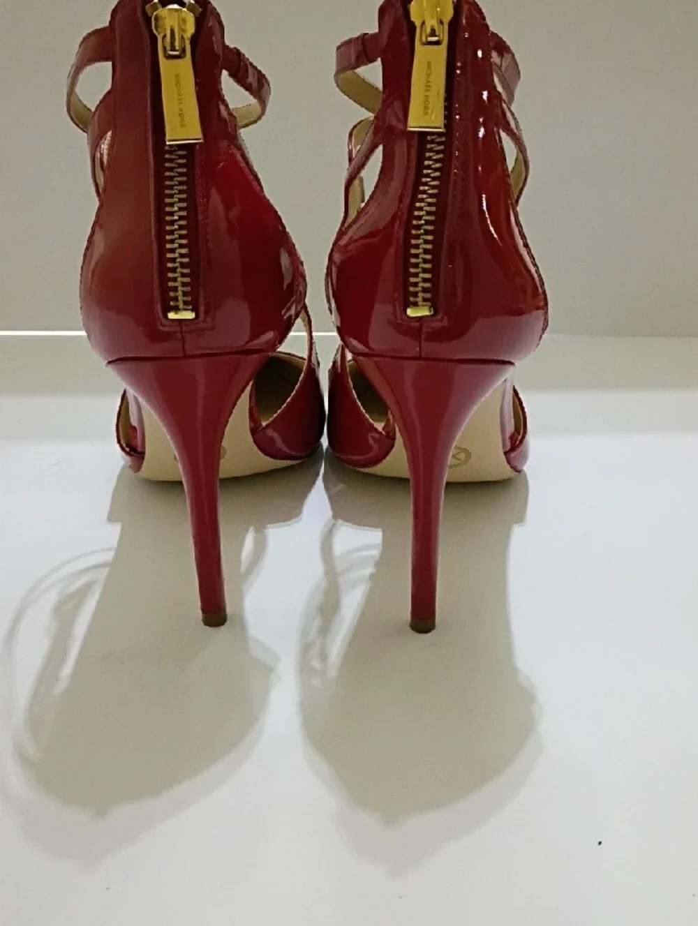 Michael Kors Catia Red Strappy Patent Pointed-Toe High Heels Size 9